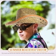 thumbnail image 3 of Sombrero de playa de paja para hombre, sombrero de ala ancha para hombre, sombrero de playa con visera, sombrero de playa de verano, decoración, 3 of 8