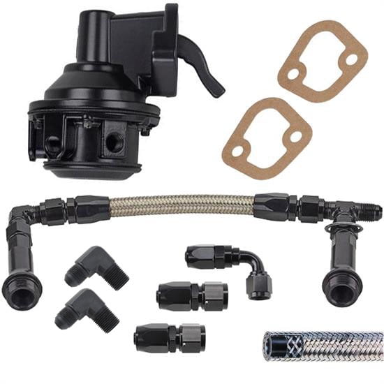 Small Block Chevy 80 GPH Mech Pump/Supply Kit,4150 Log,-6AN,Black