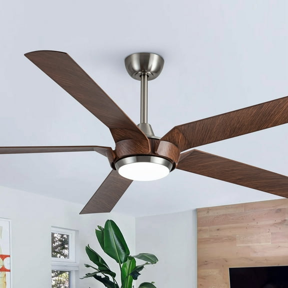 Parrot Uncle Ceiling Fans with Lights and Remote, 65 Inch Wood Outdoor Ceiling Fan 6 Speed,5 Blades for Patio, Porch, Walnut