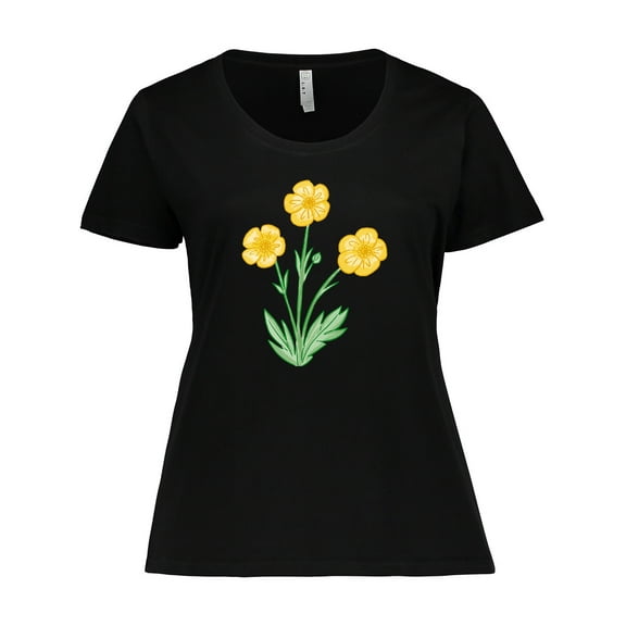 Inktastic Yellow Buttercup Flowers Women's Plus Size T-Shirt