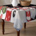 thumbnail image 4 of Black Snowman Christmas Table Cloth Waterproof Tablecloths, Winter Snowflake Xmas Gifts Tablecloth Dining Table Cover for Kitchen Party Tabletop Outdoor, Square Tablecloth 60x60 Inch, 4 of 9