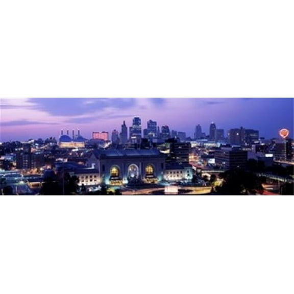 Panoramic Images  Union Station At Sunset with City Skyline in Background Kansas City Missouri USA Poster Print