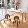 thumbnail image 3 of Gymax Set of 2 Swivel Round Bar Stools Counter Height Dining Chairs w/ Rubber Wood Legs, 3 of 9