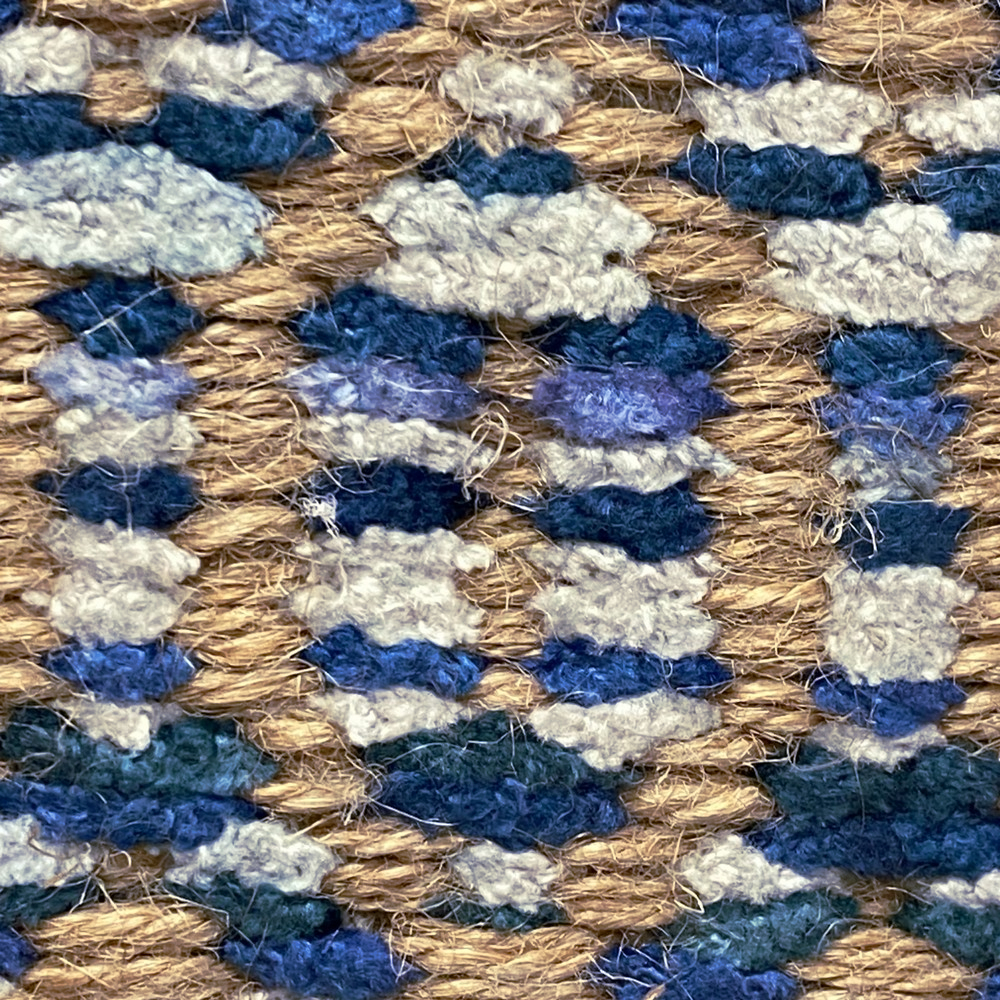 LR Home Ollie 9' x 12' Brown/Blue Striped Geometric Braided Jute Indoor Area Rug