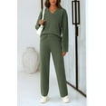 thumbnail image 4 of PRETTYGARDEN Women's 2 Piece Pullover Sweater Set Oversized V Neck Top Wide Leg Pants Fall Winter Fuzzy Lounge Outfit, 4 of 8