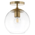 thumbnail image 1 of Hudson & Canal SF0790 Bartlett Brass Semi Flush Mount Ceiling Light with Clear Glass, 1 of 6