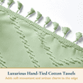 thumbnail image 4 of ComfiTime 13-Pc Tassel Shower Curtain with Hooks – Elegant Tufted Chevron Pattern, Soft Fabric Cloth, Extra-Long Boho Farmhouse Bathroom Curtain, Water-Repellent, Machine-Washable, 72 x 84, Green, 4 of 12