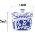 thumbnail image 2 of Ceramic Sugar Bowl Flower Relief Seasoning Jar Spice Jar with Lid and Spoon, 2 of 6