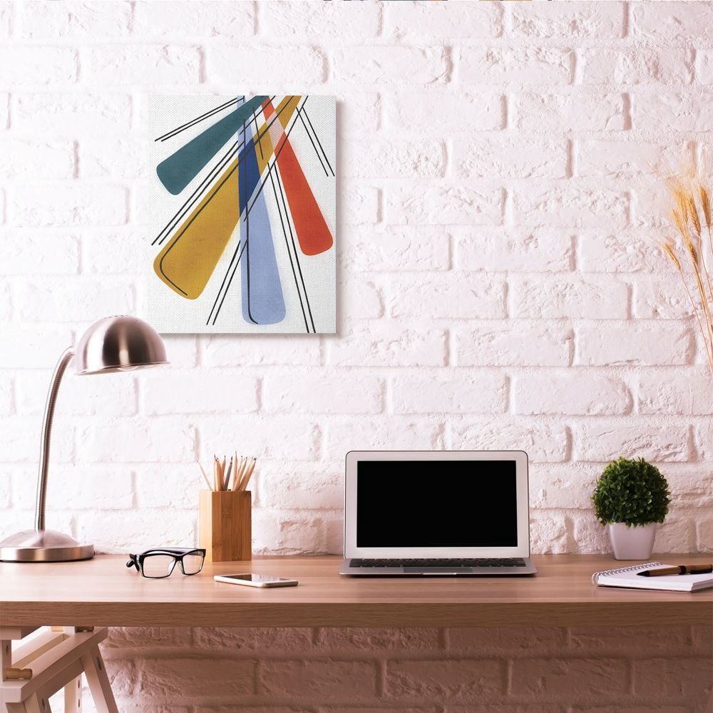 Stupell Industries Abstract Color Rays Yellow Blue Red Design Canvas Wall Art by Daphne Polselli