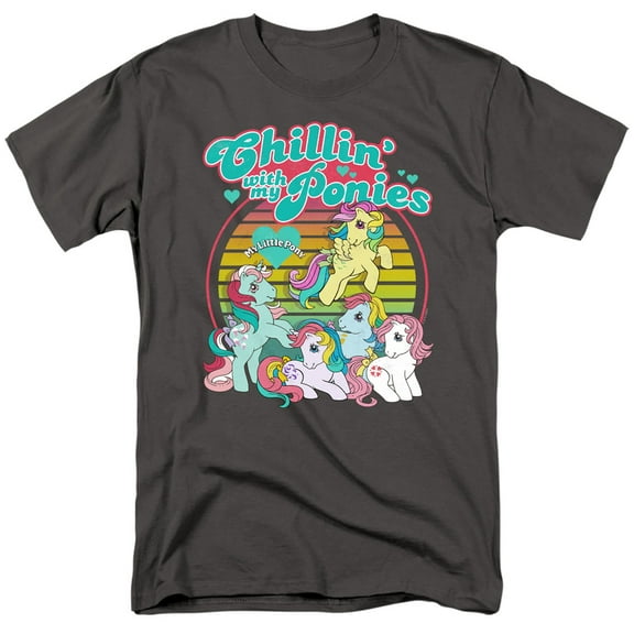 Hasbro My Little Pony Retro Chillin With My Ponies Adult Unisex T-Shirt Gray
