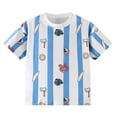thumbnail image 5 of Kids' Summer Beach Graphic Short Sleeve T-Shirt for Boys, Quick-Dry Polyester Play Tee, Striped Crewneck Casual Top,Size 8 T, 5 of 9