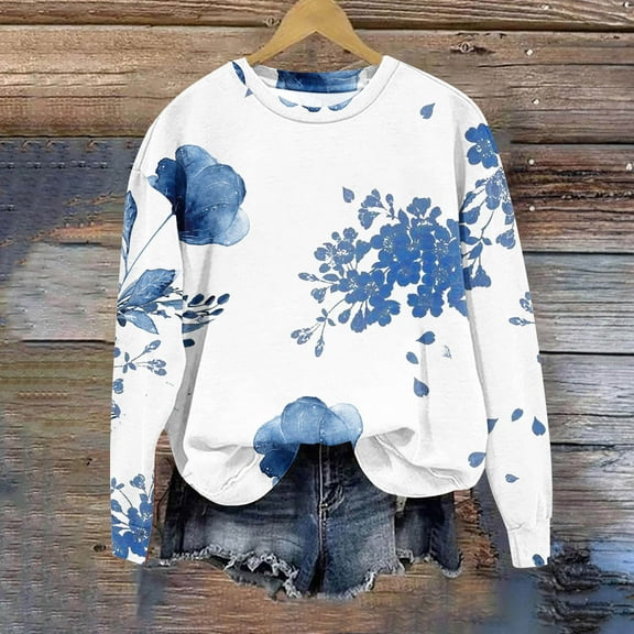 Teissuly Fashion Women's Casual Long Sleeve Round Neck Ladies Sweatshirt Tops Blouse