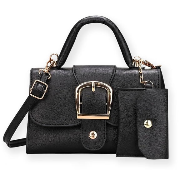 Women's Flap PU Leather Crossbody Bag Elegant Top Handle Square Handbag Candy Color Shoulder Bag with Small Purse for Daily Use and Commuter