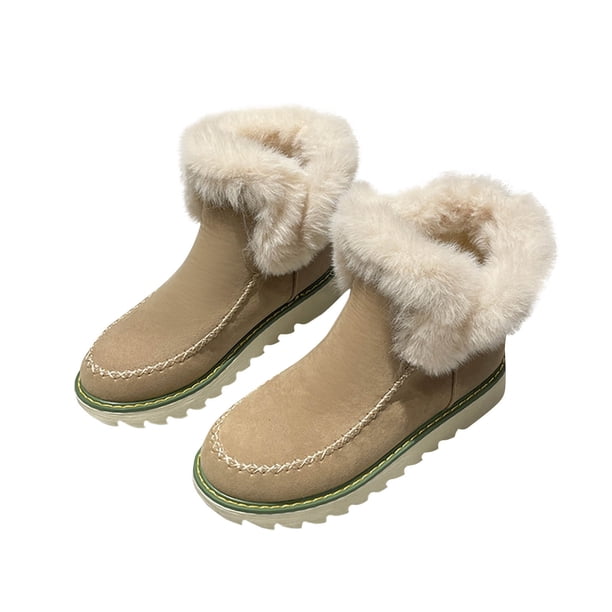 Zapatos de mujer moda femenina, con pelo redondeado, con punta de terciopelo, zapatos cortos acolchados, botas de nieve, zapatos para correr, botas vaqueras.