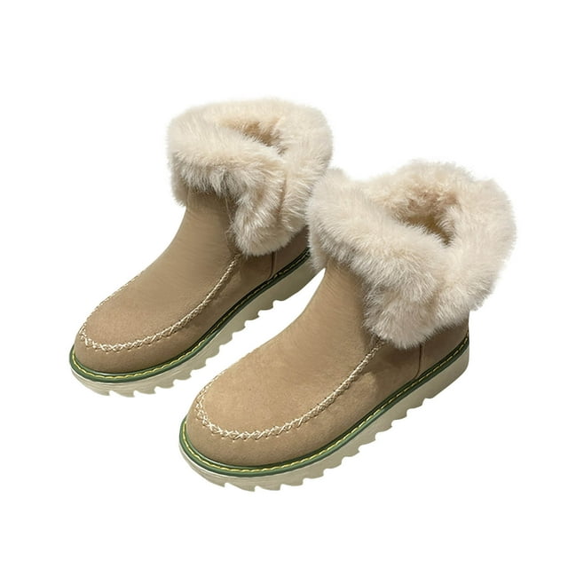 Pisexur Chaussures pour Femmes Mode Tongs Tête Ronde Ajouter Velours Chaussures Courtes Rembourrées Bottes de Neige Chaussures de Course Bottes de Cowboy