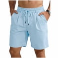 thumbnail image 2 of WIZUTIZ Mens Linen Shorts Summer Vacation Linen Beach Shorts with Pockets Casual Baggy Lightweight Yoga Lounge Boho Short, 2 of 5