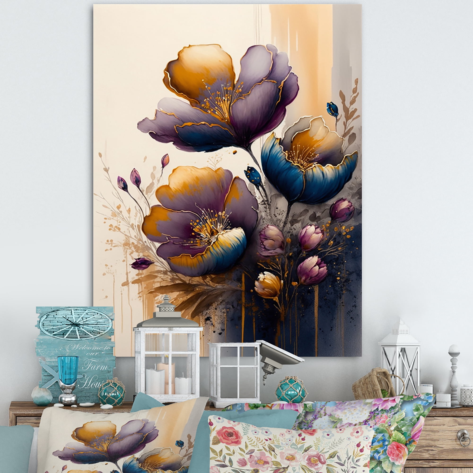 Designart Red Blooming Crocus Flowers II Canvas Wall Art