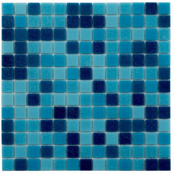 Mingles 12 in. x 12 in. Glossy Pacific Blue Glass Mosaic Wall and Floor Tile (20 sq. ft./case) (20-pack)