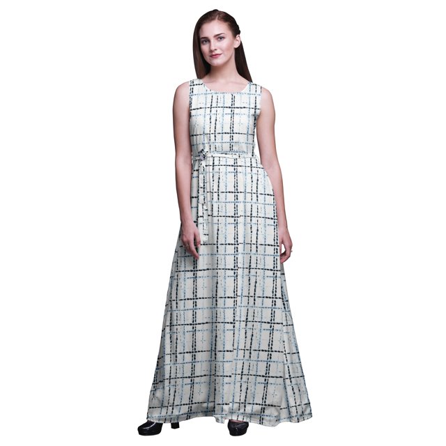 Bimba Robe Longue Débardeur Maxi pour Femmes Shibori à Col Rond Imprimée, Robe de Soirée - X-Grand