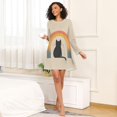 thumbnail image 4 of FORMRS Womens Long Sleeve Nightgowns Crew Neck Sleep Shirt Soft Pajamas Sizes S-3XL, Beige Cat Rainbow, 4 of 8