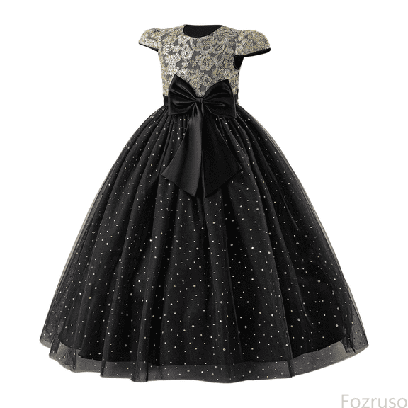 Fozruso Girls Floral Dress Girls Dress With Embroidery Flutter Sleeves Tutu Party Gown For Birthday Celebration And Elegant Bow Formal Attire Sizes 10-11 Years