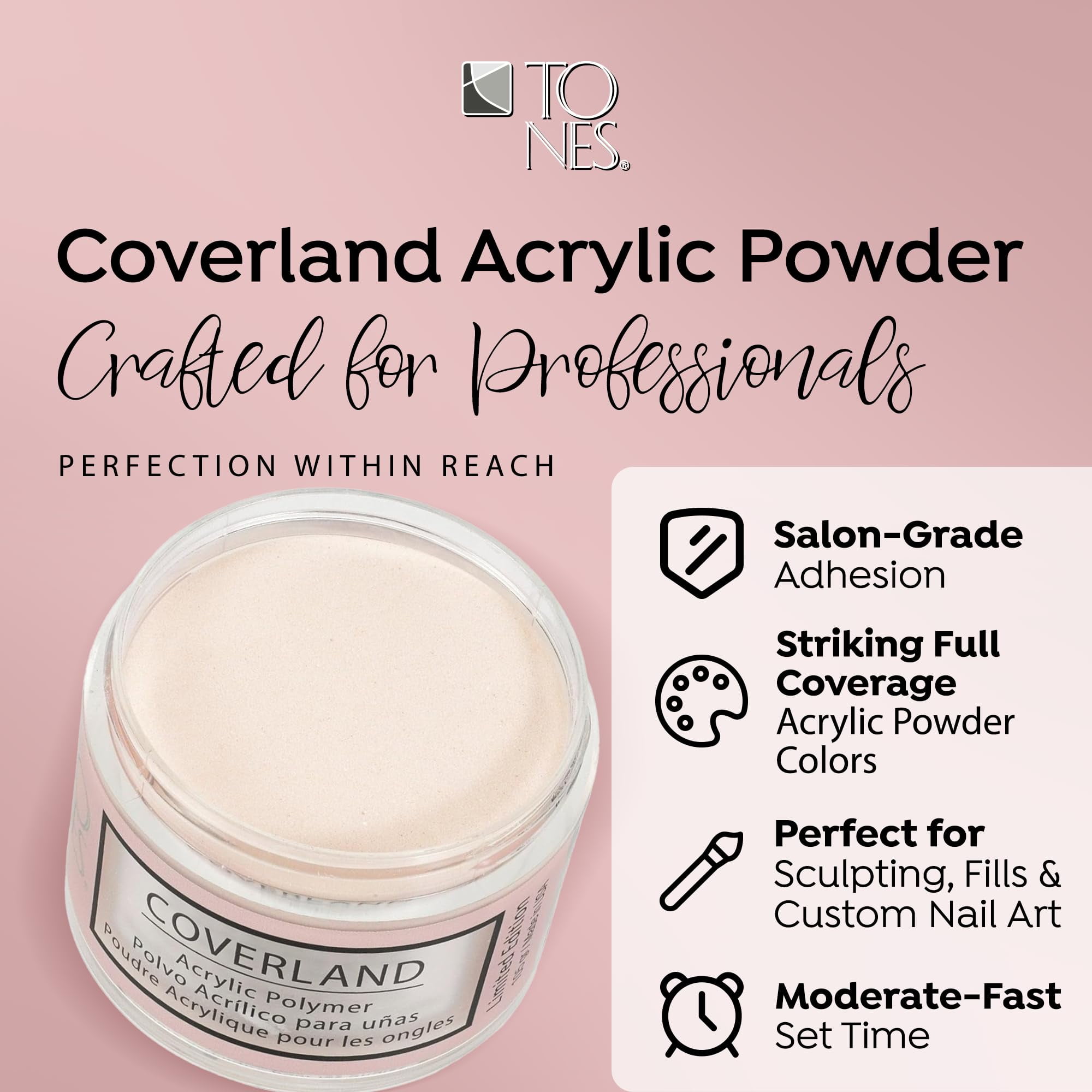 Tones Coverland Acrylic Nail Powder "Double Trouble" - Limited Edition Acrylic Powder for Nail Design, Sculpting, and Masking Nail Bed Imperfections - Professional Acrylic Nail Supplies (3.5 Oz)