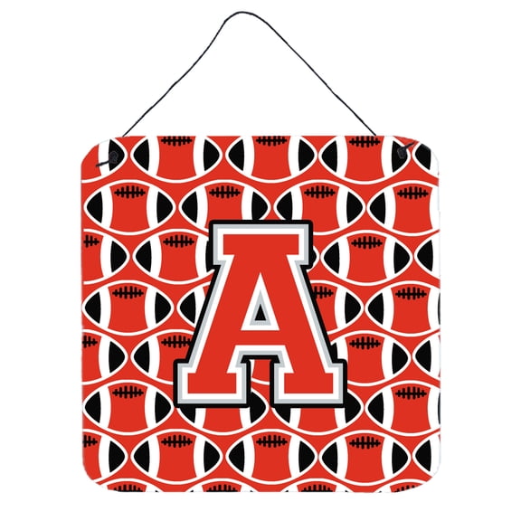 Letter A Football Scarlet and Grey Wall or Door Hanging Prints