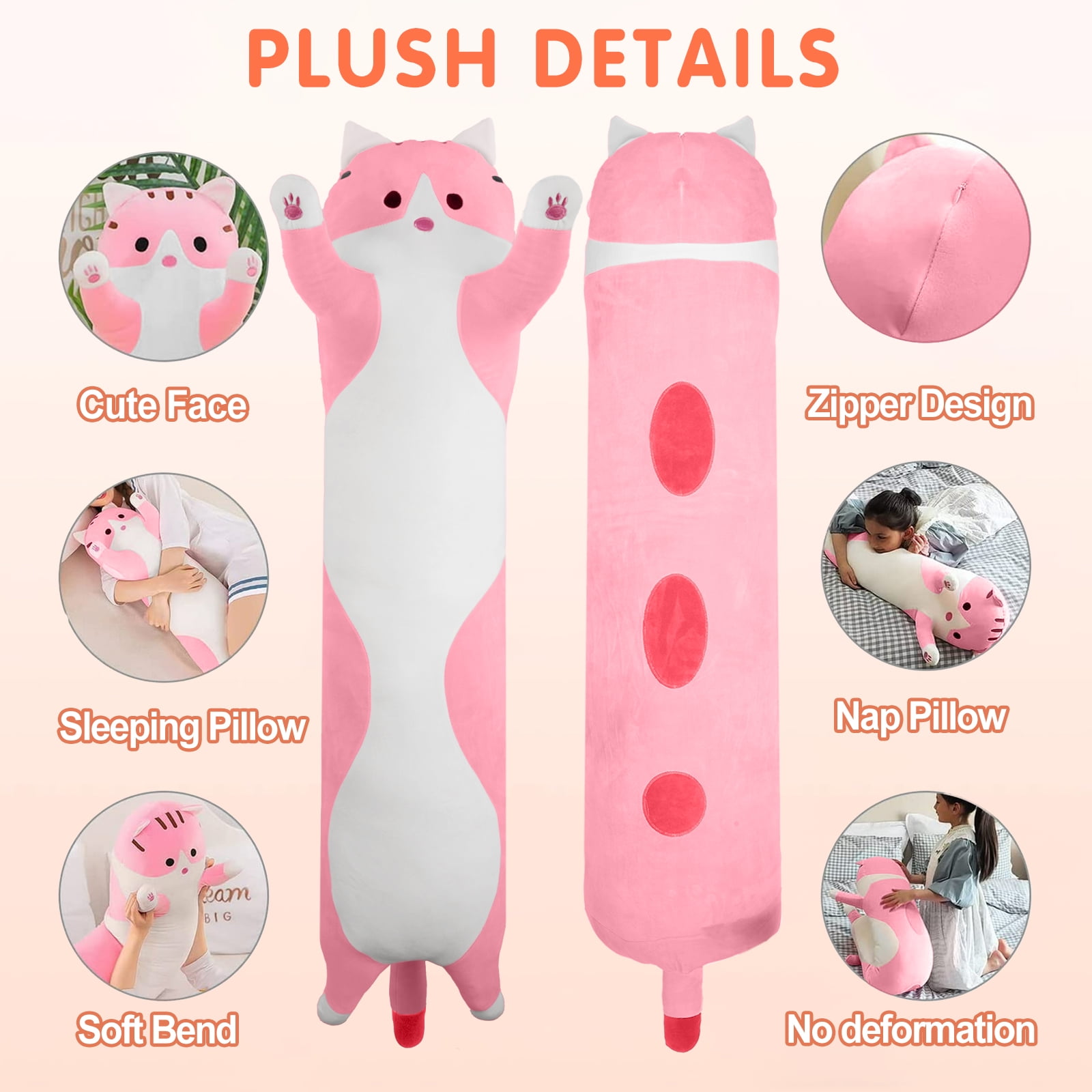 PayUSD Large Size Kids Plushies - Soft, Cute, Big Kawaii Cat Body Pillow Toy for Girls and Boys, 3-6 Years, 51'' Pink - Walmart.com PayUSD Large Size Kids Plushies - Soft, Cute, Big Kawaii Cat Body Pillow Toy for Girls and Boys, 3-6 Years, 51'' Pink - Walmart.com