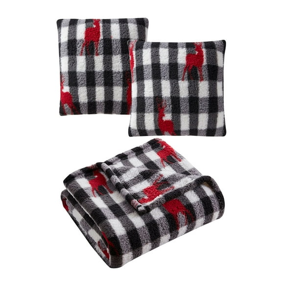 BIRCH TRAIL BEDDING COMPANY White Plaid 50 X 60 Throw Set