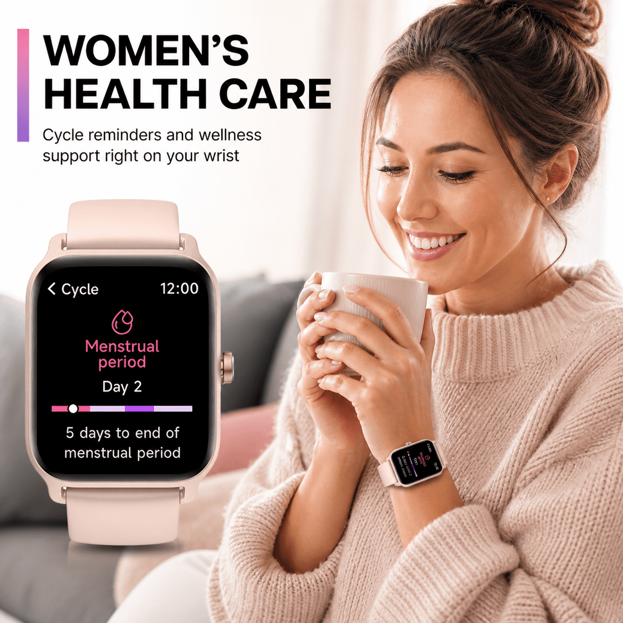 MiracoRun Smart Watch for iPhone & Android, Bluetooth Calling, Custom Watch Faces, 1.8" HD Touchscreen, Alexa Built-in, Women’s Health & Fitness Tracker