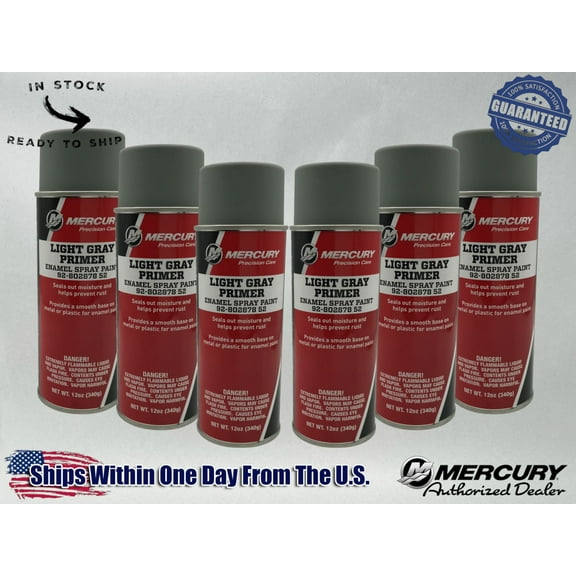Mercury Genuine OEM Light Grey Primer Spray Paint 12 OZ 92-80287852 6 Pack