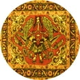 thumbnail image 1 of Ahgly Company Machine Washable Indoor Round Persian Yellow Traditional Area Rugs, 5' Round, 1 of 4