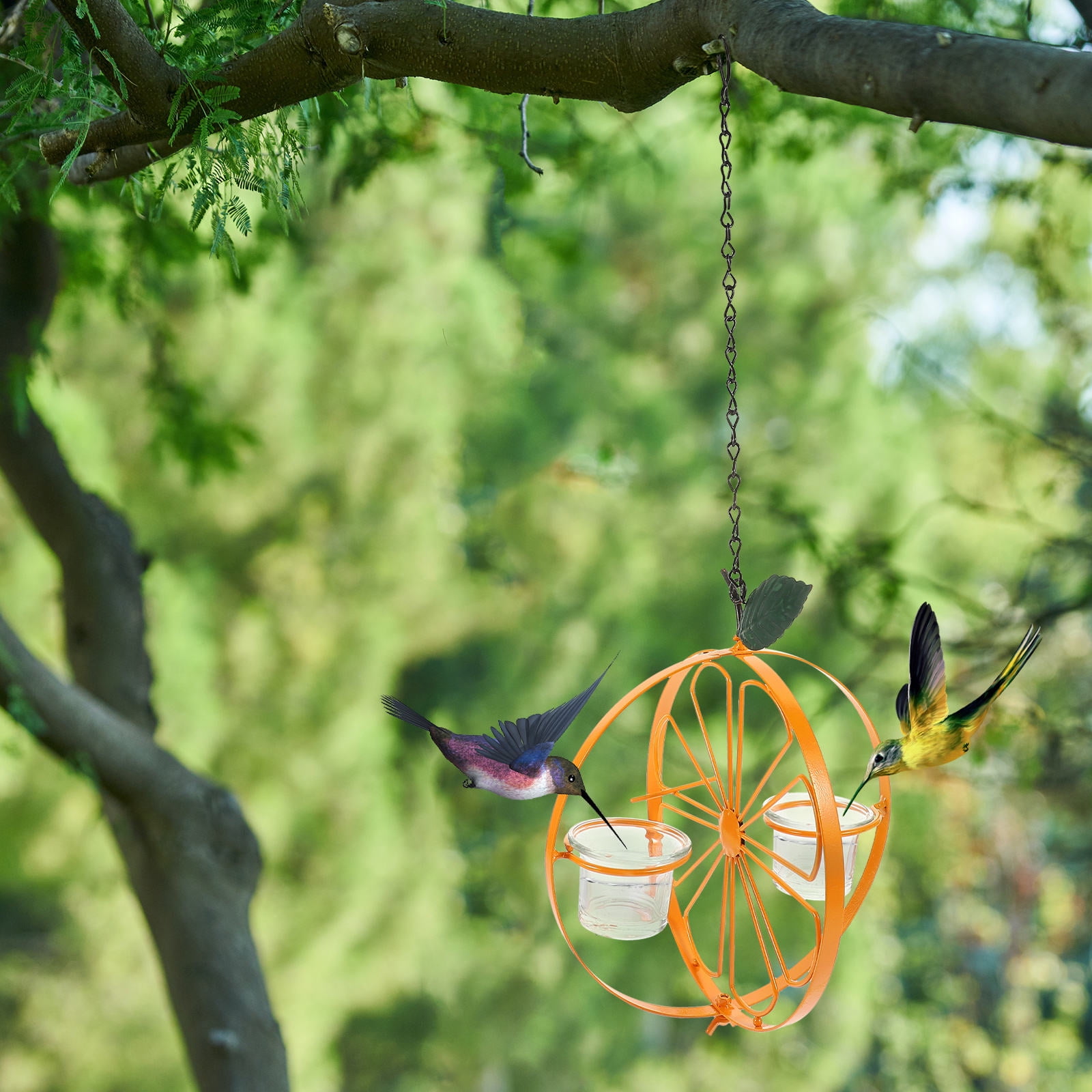 Masteelf  Hanging Bird Feeder Tray Hummingbird for Outdoors Feeding Feeders Orange