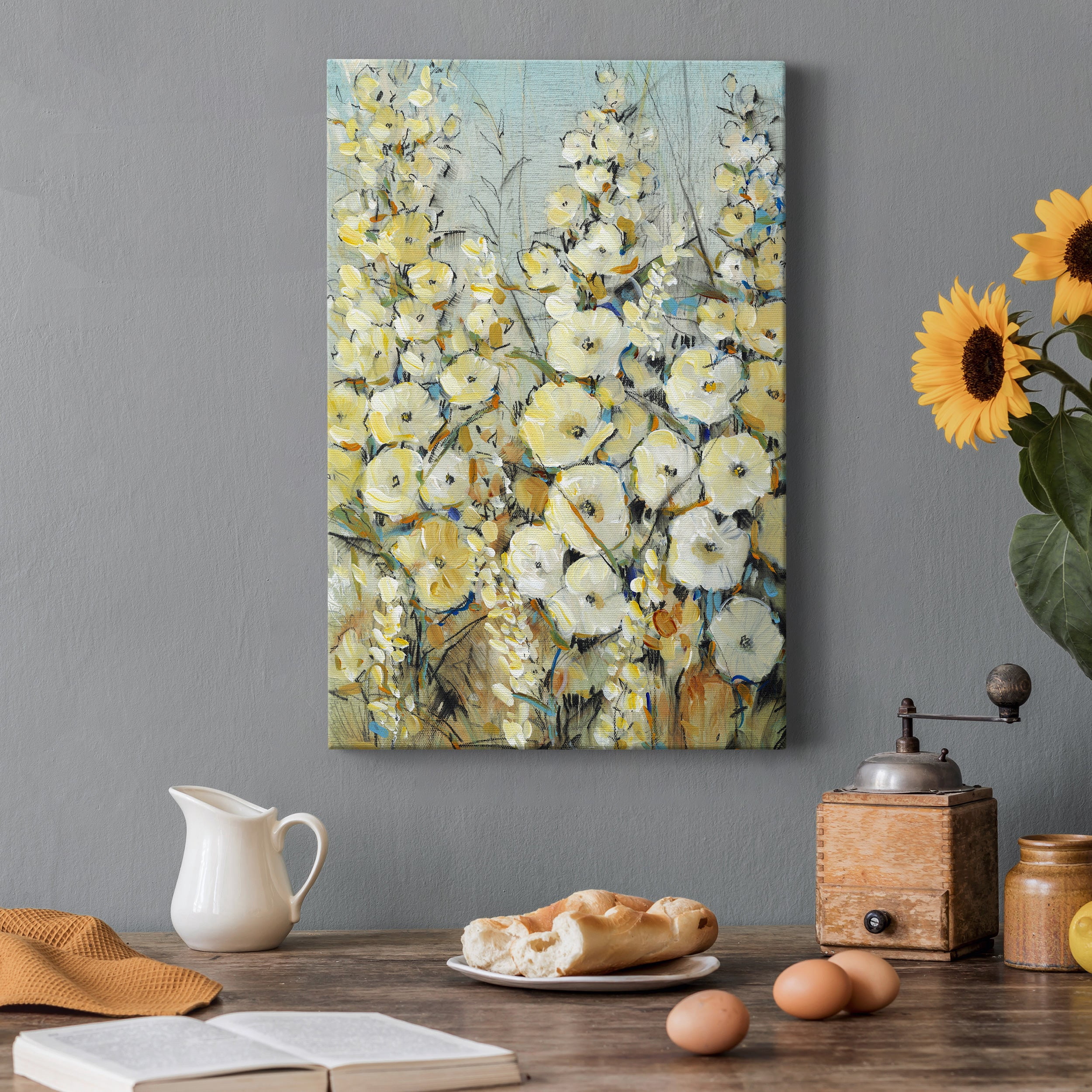 Cluster of Hollyhock I Premium Gallery Wrapped Canvas - Ready to Hang