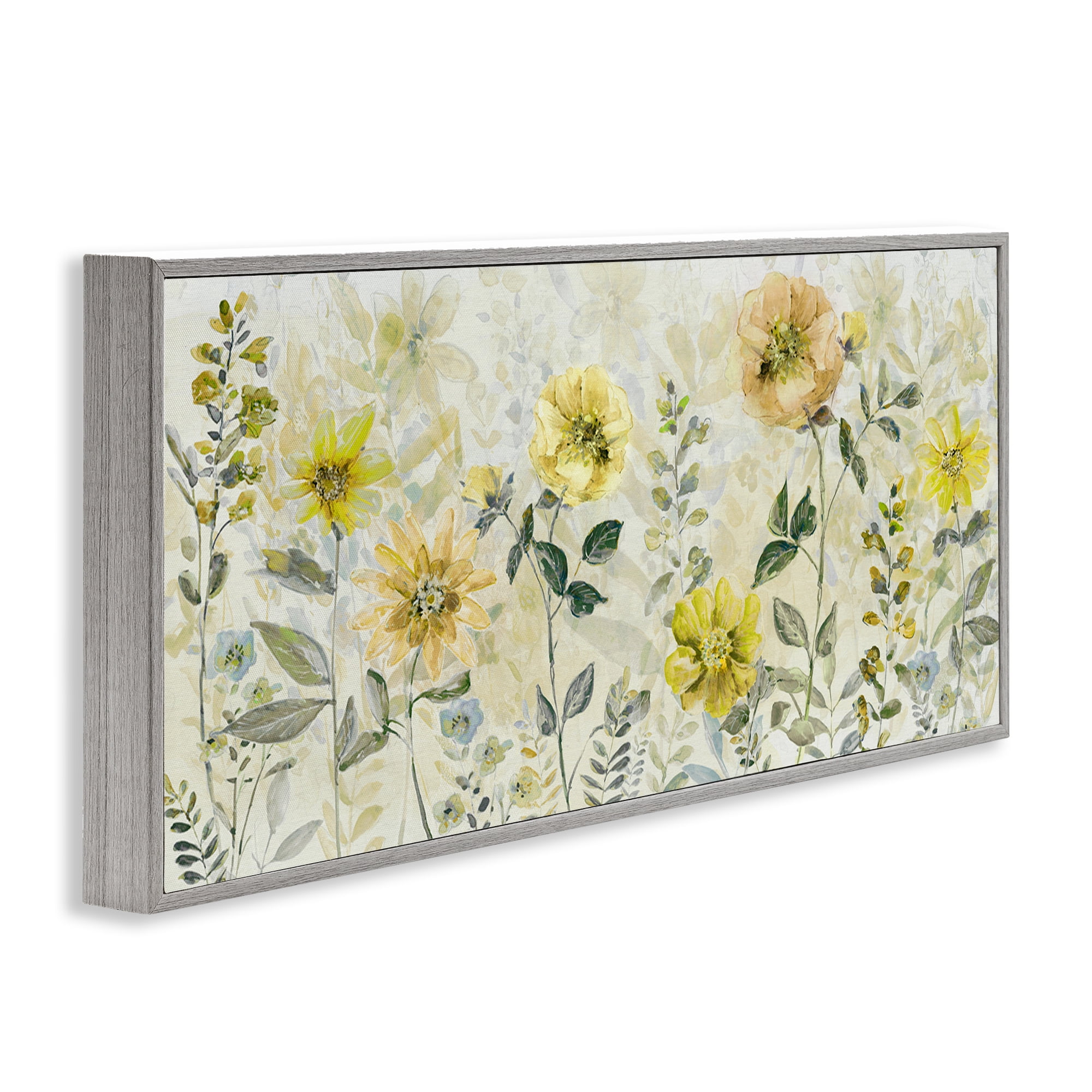 Stupell Industries Yellow Buttercup Garden Gray Framed Giclee Art, design by Sally Swatland