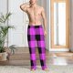 thumbnail image 2 of Balery Purple Black Buffalo Plaid Pantalones de pijama para hombre, pijama ultraligero, pantalón de descanso-3X-Large, 2 of 6
