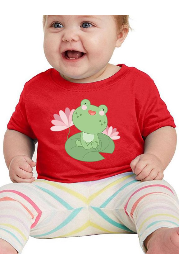 A Cute Frog Water Lily Leaf T-Shirt Infant -Image by Shutterstock, 12 Months