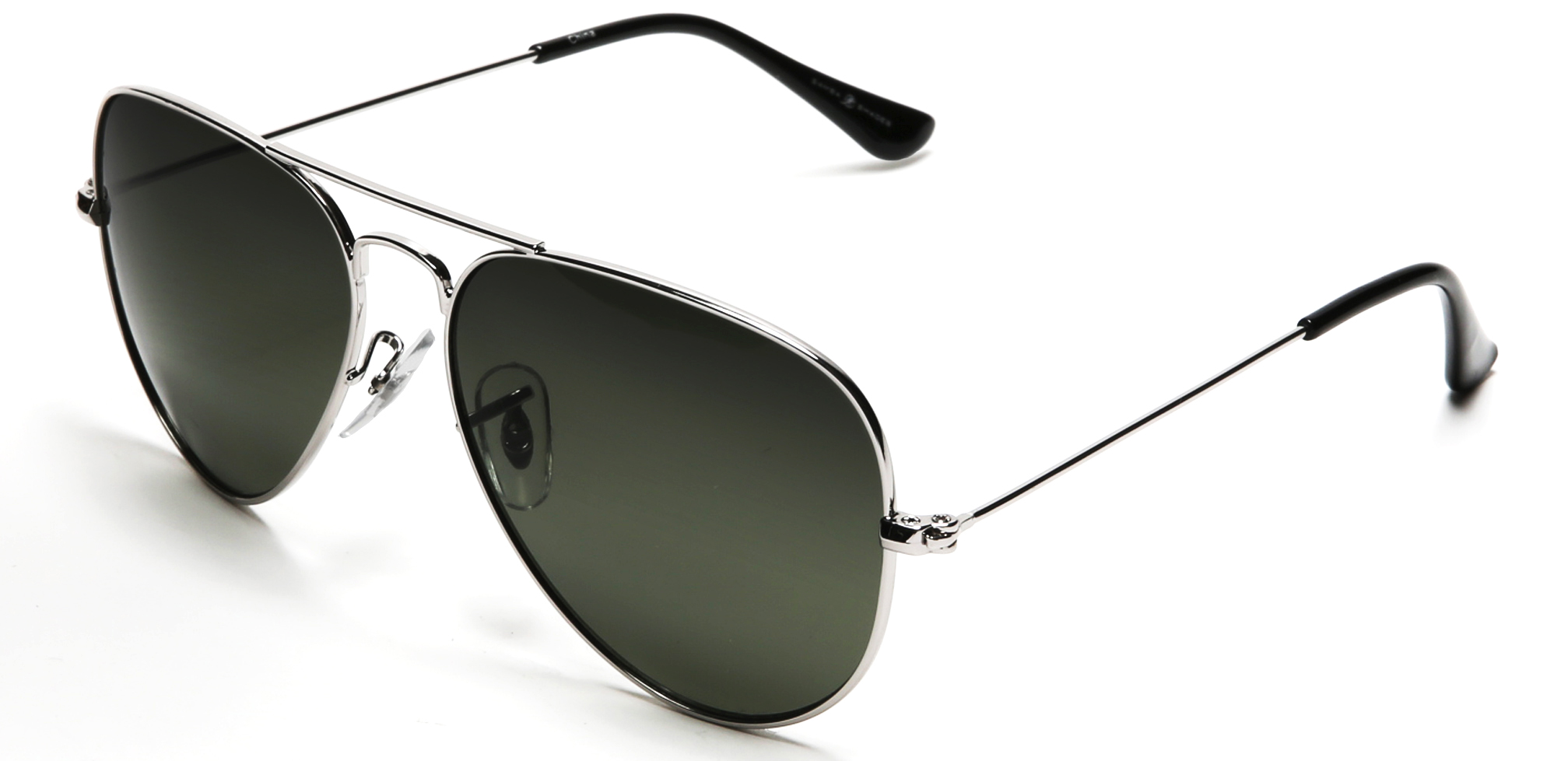 Samba Shades Unisex Classic Aviator Sunglasses Silver Frame Green Lens - Glen & Ivy Sky Inspired - image 2 of 4