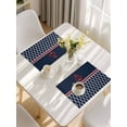 thumbnail image 5 of Navy Blue Morocco Placemats Set of 6, Red Ocean Nautical Anchor Stripe Placemats for Dining Table, Place Mats for Kitchen Tabletop, Waterproof Wipeable Dining Table Mats Set, 5 of 9