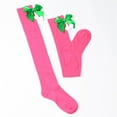 thumbnail image 4 of WREESH Women Fashion Christmas Stockings Thigh High Socks Over Knee Stockings Extended Knee Length Solid Christmas Bow Plush Ball Warm Socks Hot Pink, 4 of 4
