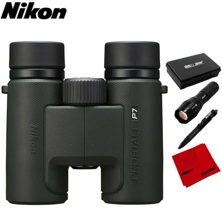 Nikon 16771 PROSTAFF P7 Waterproof Binoculars 10X30 Bundle with Deco Gear Tactical Flashlight and Tactical Pen Set with Water/Shockproof Case and 6 x 6 inch Microfiber Cleaning Cloth