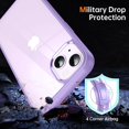 thumbnail image 3 of Shockproof Clear Case for iPhone 14, [Not Yellowing] [10FT Military Drop Protection] Hard Clear Back Four Corner Airbags Drop Protection Phone Cover, 6.1 inch, Purple, 3 of 14