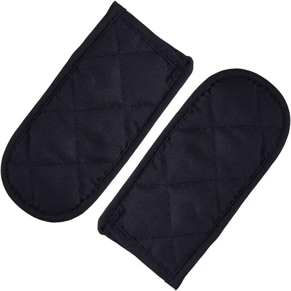 2pcs Pot Handle Covers Pan Handle Sleeve Heat Resistant Iron Skillet Handle Covers Handle Holder Sleeves Cover for Kitchen Baking Cooking BBQ Cookwares Black DIY