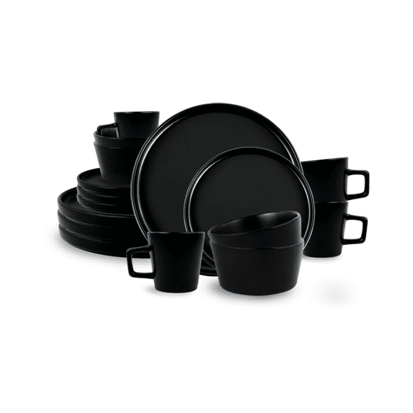 Vajilla SIGRID para 4 Personas - Ceramica Negra Mate 16 piezas