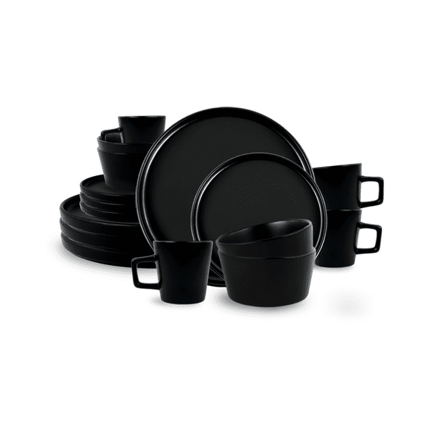Vajilla SIGRID para 4 Personas - Ceramica Negra Mate 16 piezas