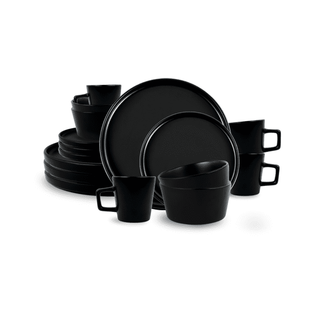 Vajilla SIGRID para 4 Personas - Ceramica Negra Mate 16 piezas