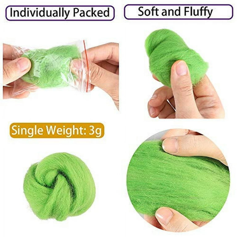  Habbi 100 Colors Needle Felting Wool - Fibre Wool Roving for  DIY Craft Materials, Needle Felt Roving for Spinning Blending Custom Colors  : Arts, Crafts & Sewing