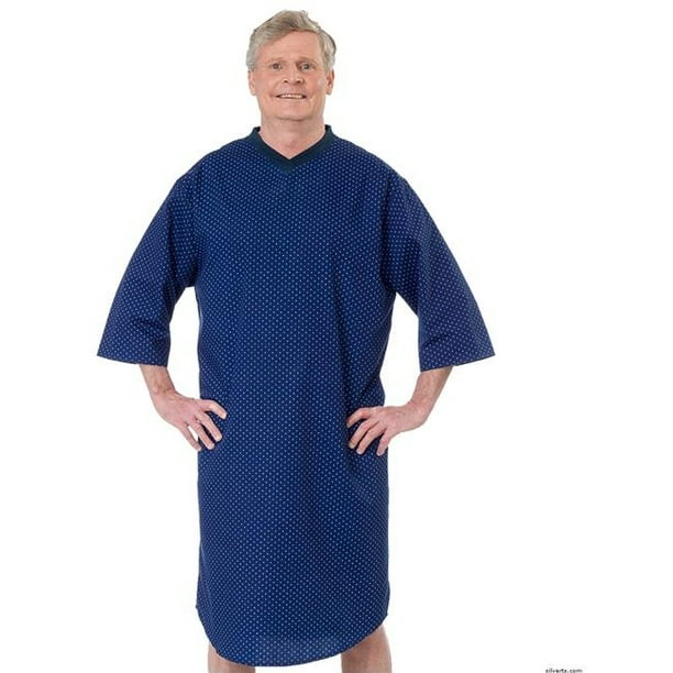 Silverts 500501604 Mens Adaptive Cotton Hospital Patient Nightgowns