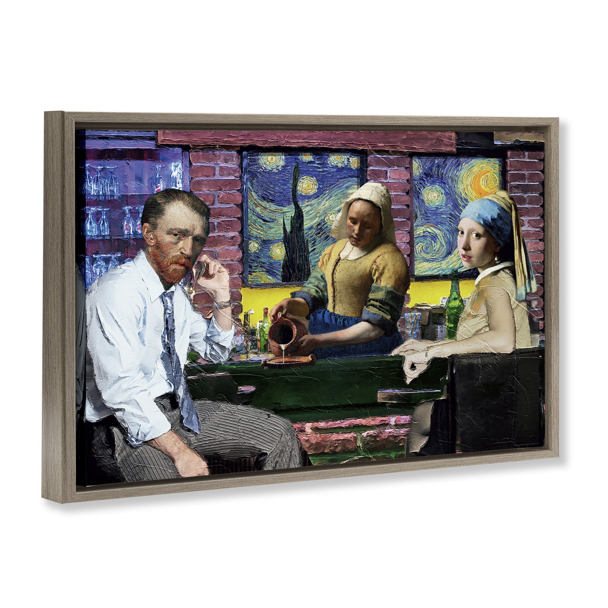 Stupell Industries Classic Paintings Gathered Novelty & Humor Painting Brown Floater Framed Canvas Art Print Wall Art, 25 x 17