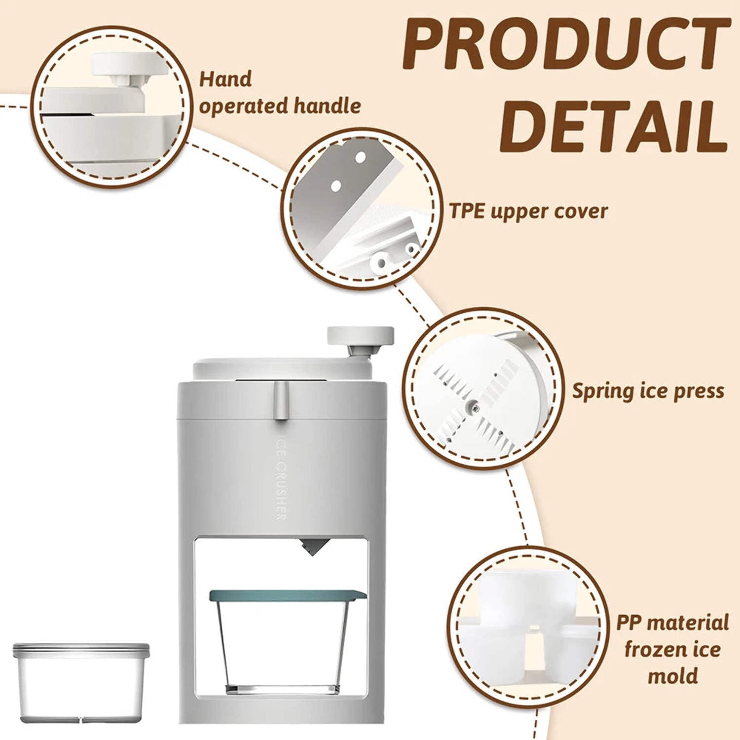 Hand-Crank Ice Crusher for Home,Manual Ice Shaver Fruit Smoothie Maker